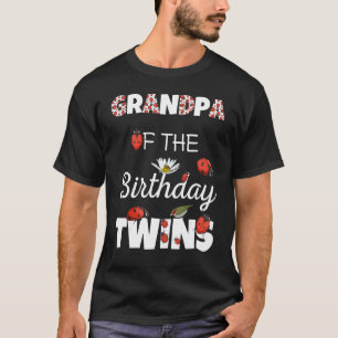 Opa van Verjaardags Twins Bloemen Familie Ladybug T-shirt