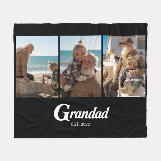 Opa Vastgestelde Script Black 3 Foto Fleece Deken (Voorkant (Horizontaal))