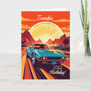 Opa Verjaardag Klassieke Auto Retro 70s Thema Kaart