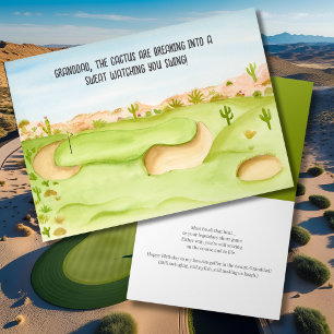Opa, verjaardag woestijn golfbaan aquarel kaart