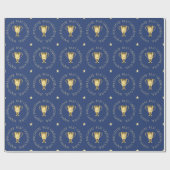 Opa verjaardagstrofee aangepaste tekst navy cadeaupapier (Vlak)