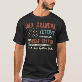 Opa Veteraan Oudoopa Vlag van de VS Papa T-shirt