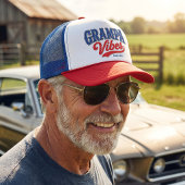 Opa Vibes Rood Blauw Retro Tekst Design Trucker Pet