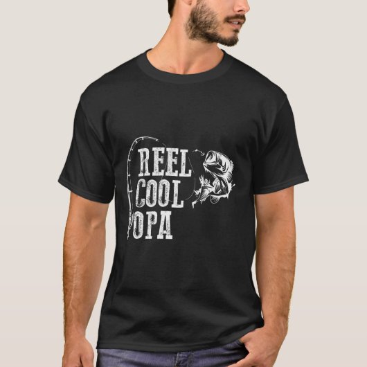 Opa Vissen Reel Cool Opa T-shirt (Voorkant)