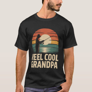 Opa Vissen Retro Reel Cool Opa Motief Lang T-shirt