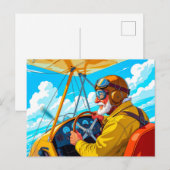 Opa vliegt met vliegtuig feestdagenkaart (Voorkant / Achterkant)