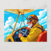 Opa vliegt met vliegtuig feestdagenkaart (Voorkant)