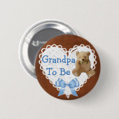 Opa voor bruin en blauw Baby shower Button (Voorkant /achterkant)