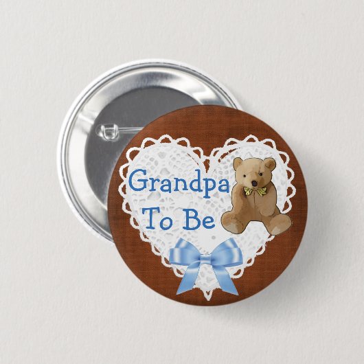 Opa voor bruin en blauw Baby shower Button (Voorkant /achterkant)