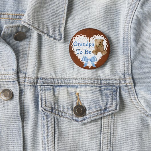 Opa voor bruin en blauw Baby shower Button (In situ)