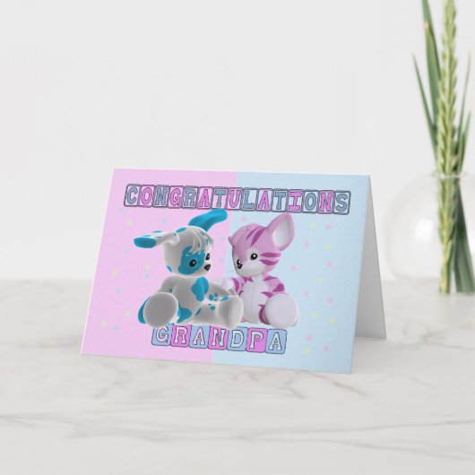Opa voor tweeling gefeliciteerd kaart (Voorkant)