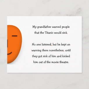 Opa waarschuwde Titanic zinkt Grappige humor grap Briefkaart
