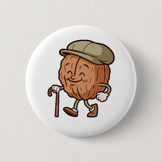 Opa Walnoot Ronde Button 5,7 Cm (Voorkant)