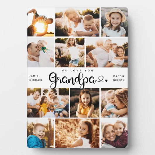 Opa We houden van je hart Moderne fotocollage Fotoplaat (voorkant)