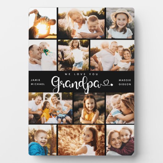 Opa We houden van je hart Moderne fotocollage Fotoplaat (voorkant)