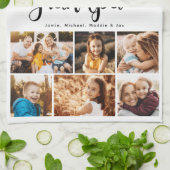 Opa We houden van je hart Moderne fotocollage Theedoek (Gevouwen)