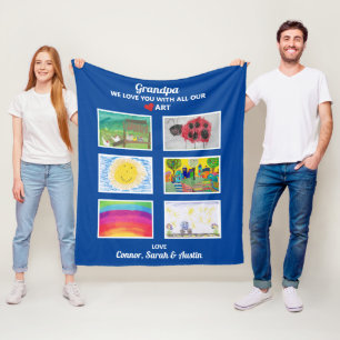 Opa We houden van je, opa Art Tekeningen Aangepast Fleece Deken