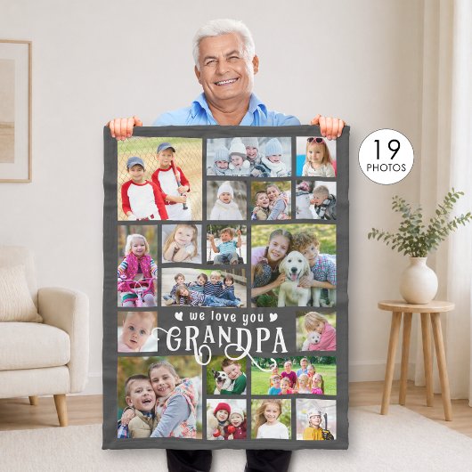 Opa We houden van jou 19 foto collage Aangepaste k Fleece Deken