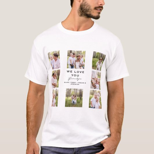 Opa We houden van You Photo Collage Plaque T-shirt (Voorkant)