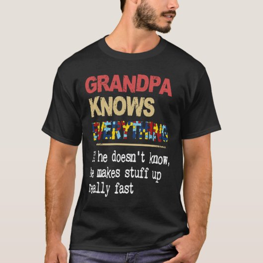 Opa weet alles als hij geen autisme kent t-shirt (Voorkant)