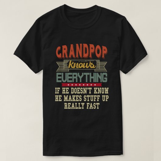 Opa weet alles Funny Opa Cadeau T-shirt (Design voorkant)