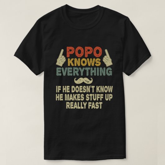 Opa weet alles grappig Opa cadeau T-shirt (Design voorkant)