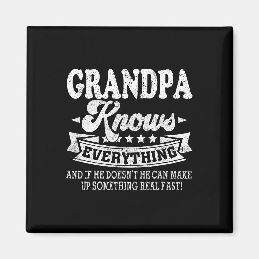 Opa weet alles Shirt Grappig Vader&#; s D Magneet (Voorkant)