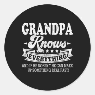 Opa weet alles Shirt Grappig Vader&#; s D Ronde Sticker
