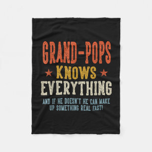 Opa weet alles vaderdag retro fleece deken