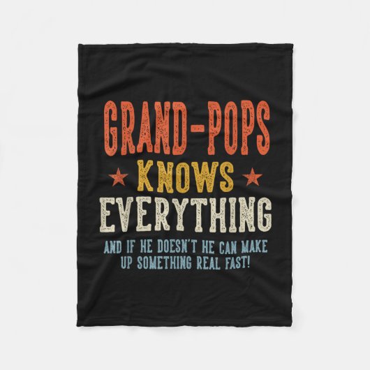 Opa weet alles vaderdag retro fleece deken (Voorkant)