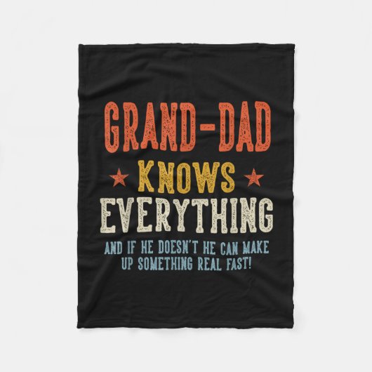 Opa weet alles vaderdag retro fleece deken (Voorkant)