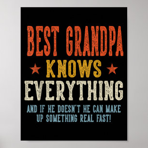 Opa weet alles vaderdag retro poster