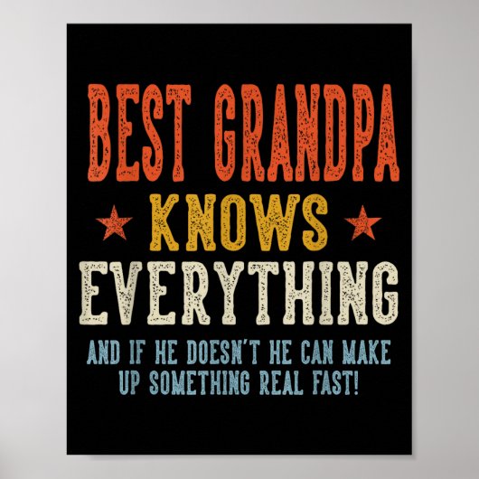 Opa weet alles vaderdag retro poster (Voorkant)