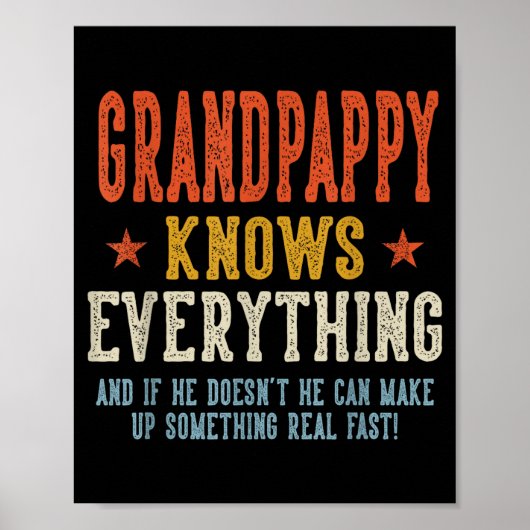 Opa weet alles vaderdag retro poster (Voorkant)
