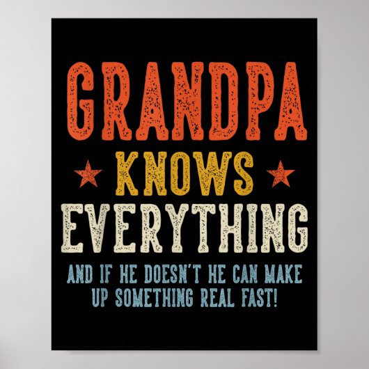 Opa weet alles vaderdag retro poster (Voorkant)