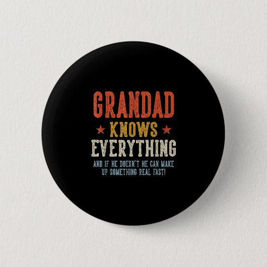 Opa weet alles vaderdag retro ronde button 5,7 cm (Voorkant)