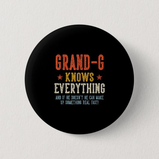 Opa weet alles vaderdag retro ronde button 5,7 cm (Voorkant)