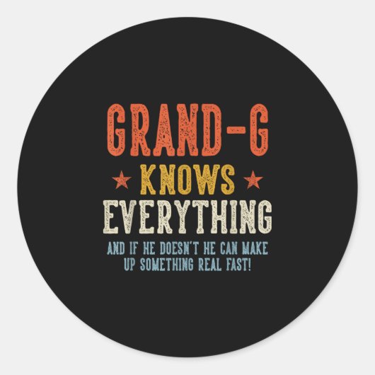 Opa weet alles vaderdag retro ronde sticker (Voorkant)