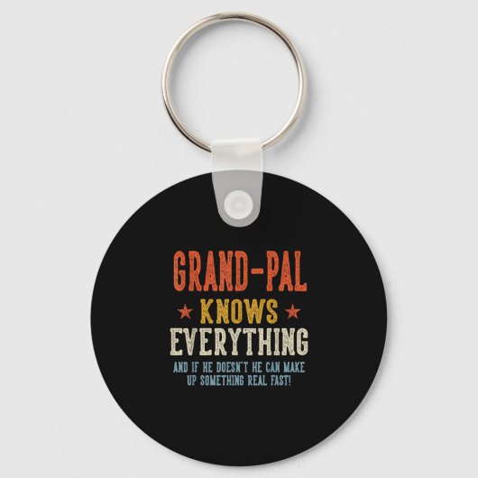 Opa weet alles vaderdag retro sleutelhanger (Voorkant)