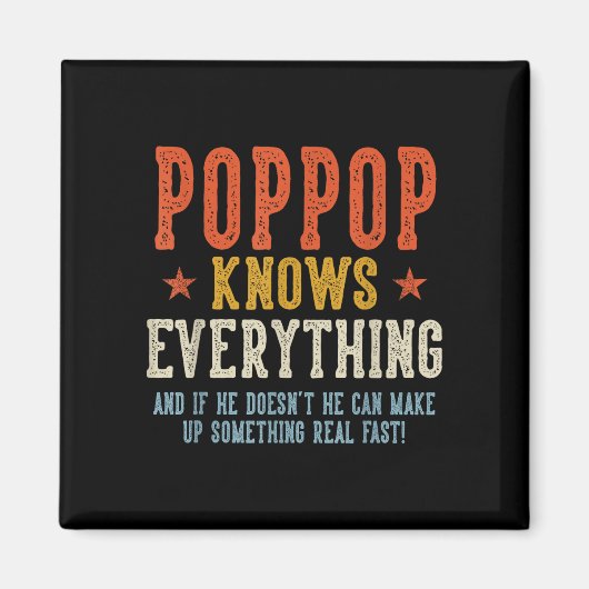 Opa weet alles vaderdag retro vintage magneet (Voorkant)
