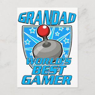 Opa Werelds beste gamer retro logo Feestdagenkaart