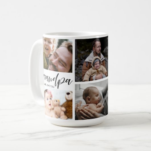 Opa Wij houden van u Fotocollage Koffie Mok (Voorkant links)