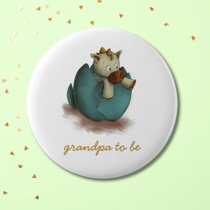 Opa wordt: Cute Draak uit het Ei Ronde Button 5,7 Cm