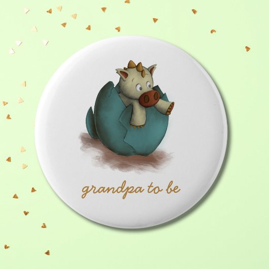 Opa wordt: Cute Draak uit het Ei Ronde Button 5,7 Cm