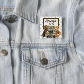 Opa wordt het Teddy Bear Baby shower Vierkante Button 5,1 Cm (In situ)