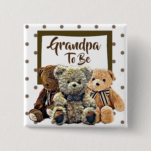 Opa wordt het Teddy Bear Baby shower Vierkante Button 5,1 Cm (Voorkant)