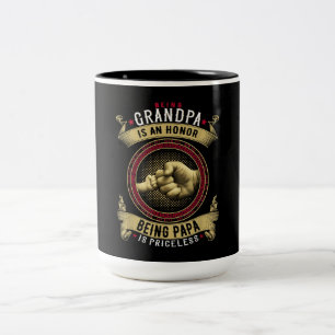 Opa zijn is een eer om Pa te zijn is onwrikbaar Tweekleurige Koffiemok