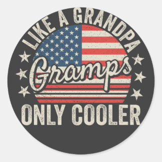 Opa zoals een grootvader, alleen cooler, vlag van  ronde sticker
