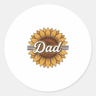 Opa Zonnebloem Vintage Gravure Shirt Ontwerp_1 Ronde Sticker