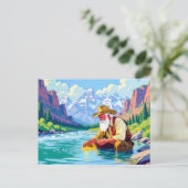 Opa zwaait naar goud bij Yukon River Feestdagenkaart (Staand voorkant)